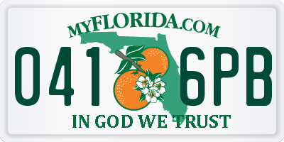 FL license plate 0416PB