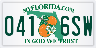 FL license plate 0416SW