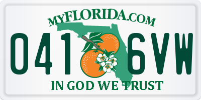 FL license plate 0416VW