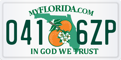 FL license plate 0416ZP