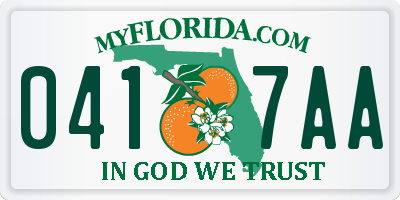 FL license plate 0417AA