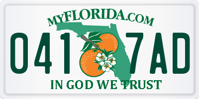 FL license plate 0417AD