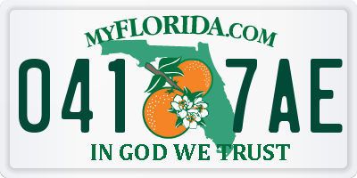 FL license plate 0417AE