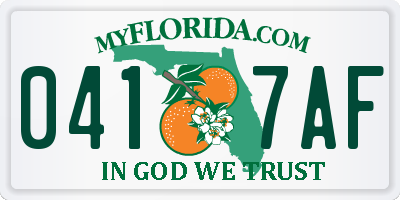 FL license plate 0417AF