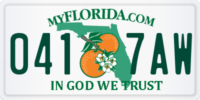FL license plate 0417AW