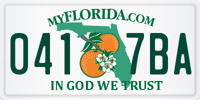 FL license plate 0417BA
