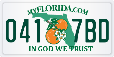 FL license plate 0417BD