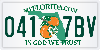 FL license plate 0417BV