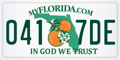 FL license plate 0417DE