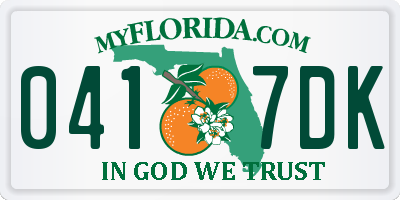 FL license plate 0417DK