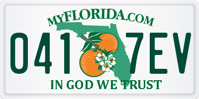 FL license plate 0417EV
