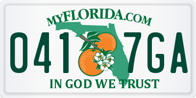 FL license plate 0417GA
