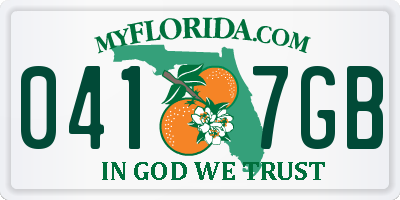FL license plate 0417GB
