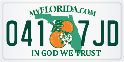 FL license plate 0417JD