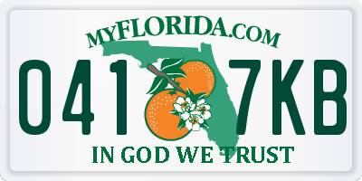 FL license plate 0417KB