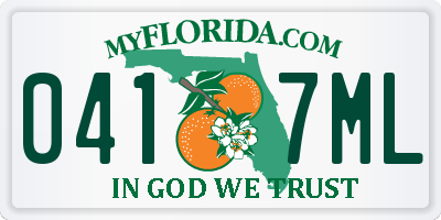 FL license plate 0417ML
