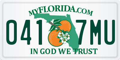 FL license plate 0417MU