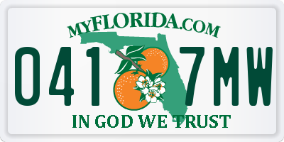 FL license plate 0417MW