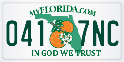 FL license plate 0417NC