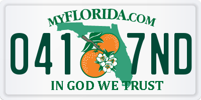 FL license plate 0417ND