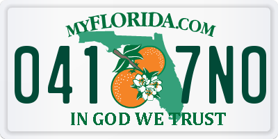 FL license plate 0417NO