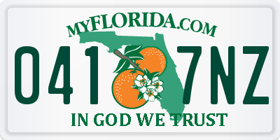 FL license plate 0417NZ