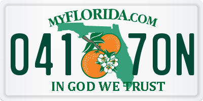 FL license plate 0417ON