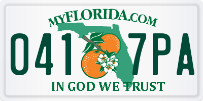 FL license plate 0417PA