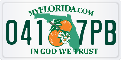 FL license plate 0417PB
