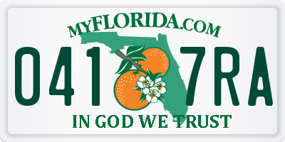 FL license plate 0417RA