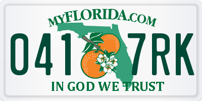 FL license plate 0417RK