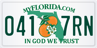 FL license plate 0417RN