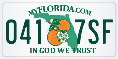 FL license plate 0417SF