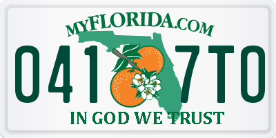 FL license plate 0417TO