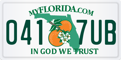 FL license plate 0417UB