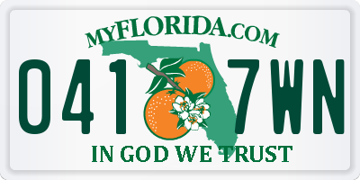 FL license plate 0417WN