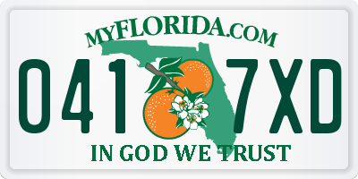 FL license plate 0417XD
