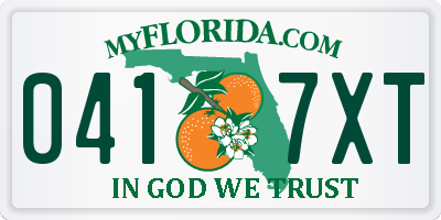 FL license plate 0417XT