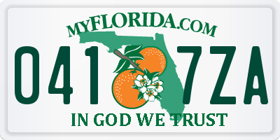 FL license plate 0417ZA