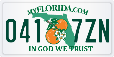 FL license plate 0417ZN