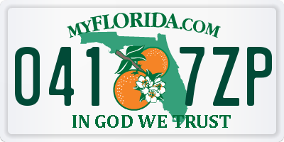 FL license plate 0417ZP