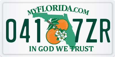 FL license plate 0417ZR