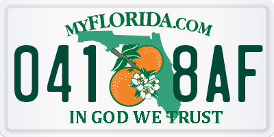 FL license plate 0418AF