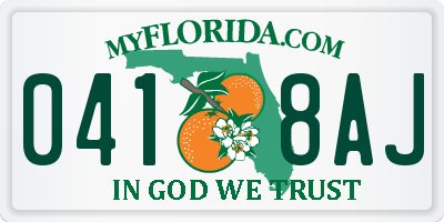 FL license plate 0418AJ