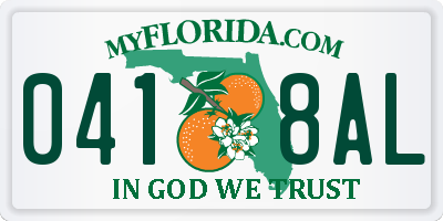 FL license plate 0418AL
