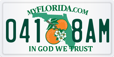 FL license plate 0418AM