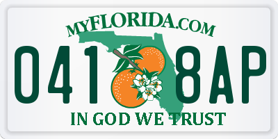 FL license plate 0418AP