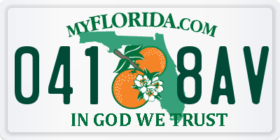 FL license plate 0418AV