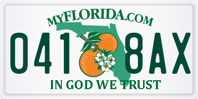 FL license plate 0418AX