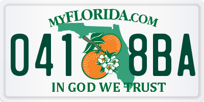 FL license plate 0418BA